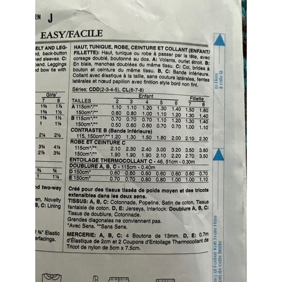 Butterick 5877 toddler girls top tunic dress leggings size 2 3 4 5 - Picture 5 of 7